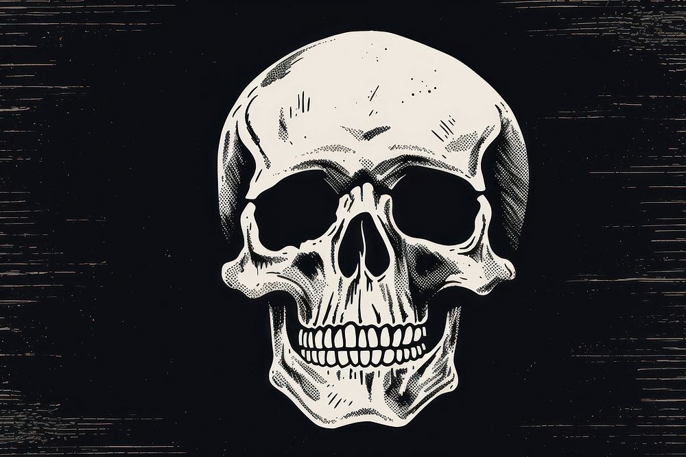 Skull black monochrome darkness. AI generated Image by rawpixel.