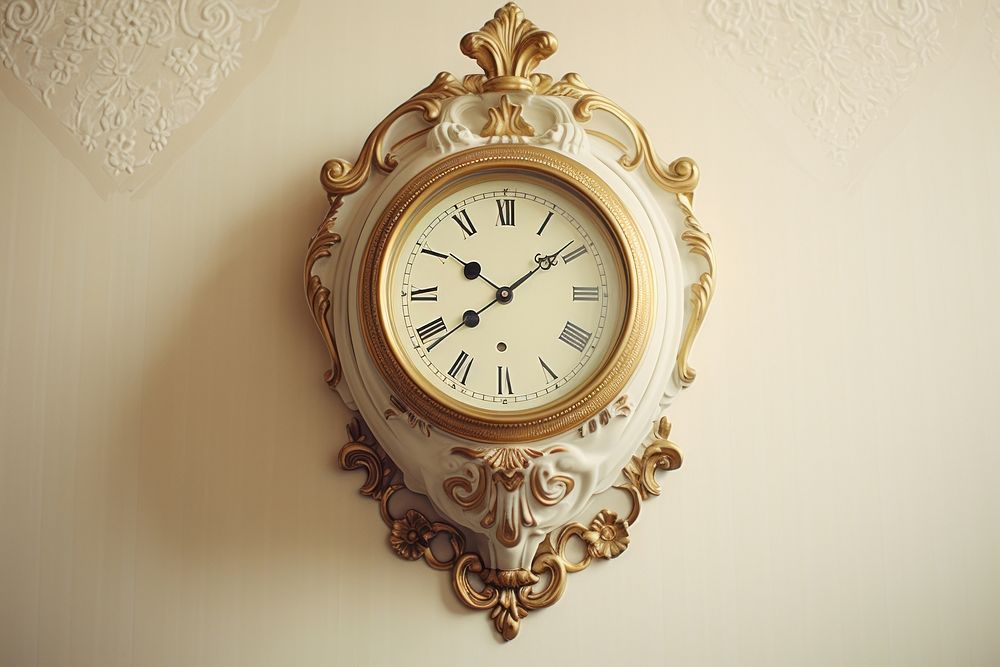 Clock white wall architecture. AI generated Image by rawpixel.