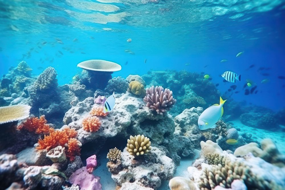 Coral reef sea underwater outdoors. AI generated Image by rawpixel.