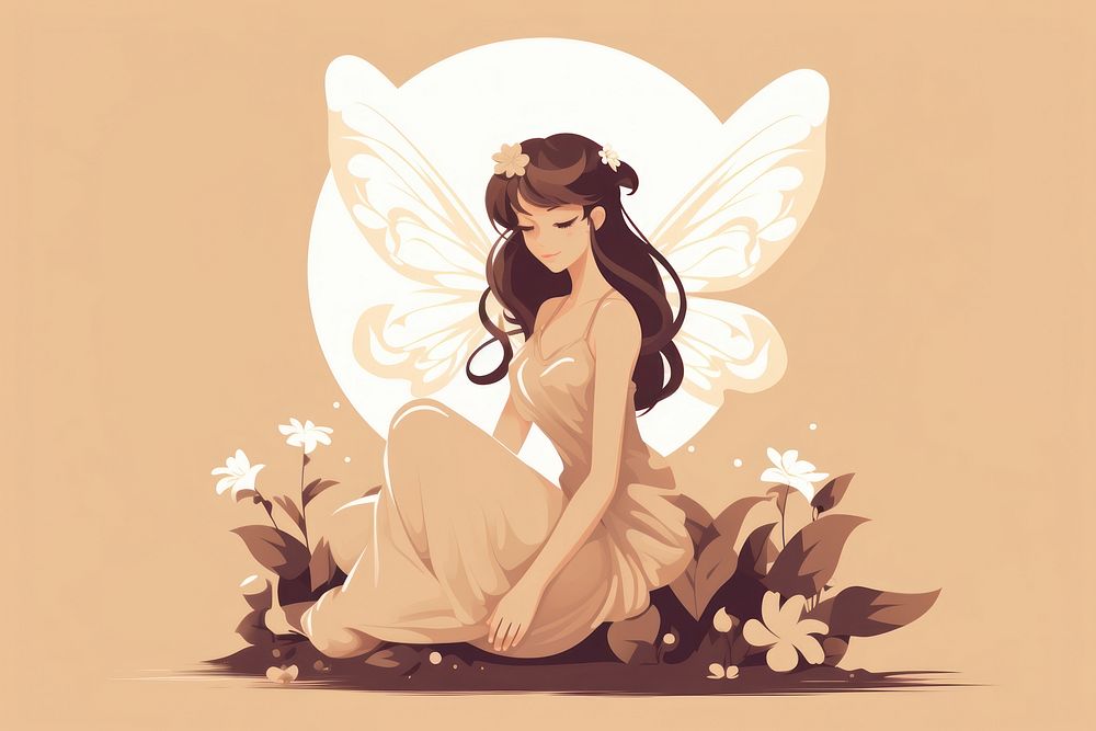 Fairy fantasy cartoon contemplation. AI generated Image by rawpixel.