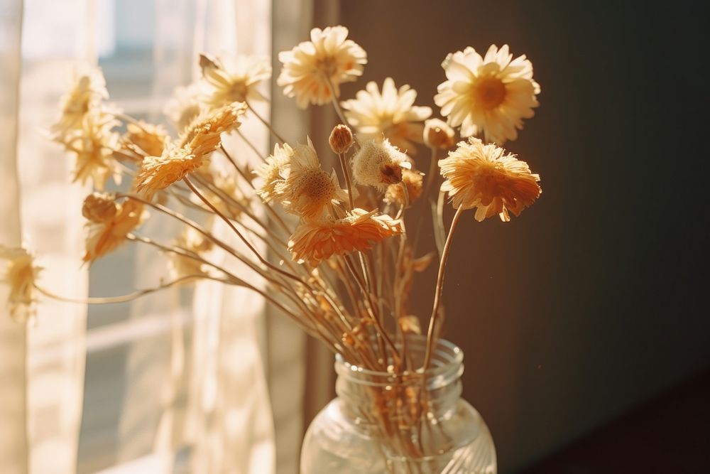 Dried flower windowsill plant vase. AI generated Image by rawpixel.