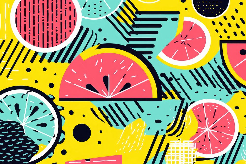 Abstract memphis lemon background pattern backgrounds fruit. AI generated Image by rawpixel.