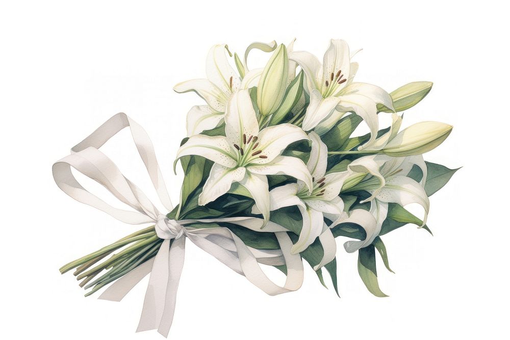 Lily flower bouquet plant paper inflorescence. AI generated Image by rawpixel.
