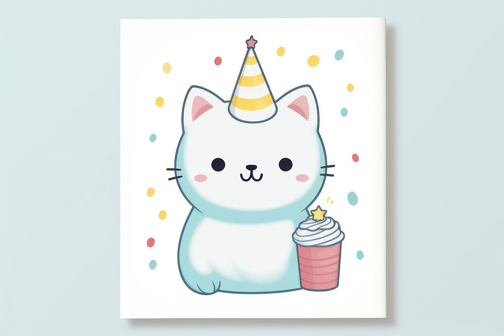 Birthday drawing sketch cute. AI generated Image by rawpixel.
