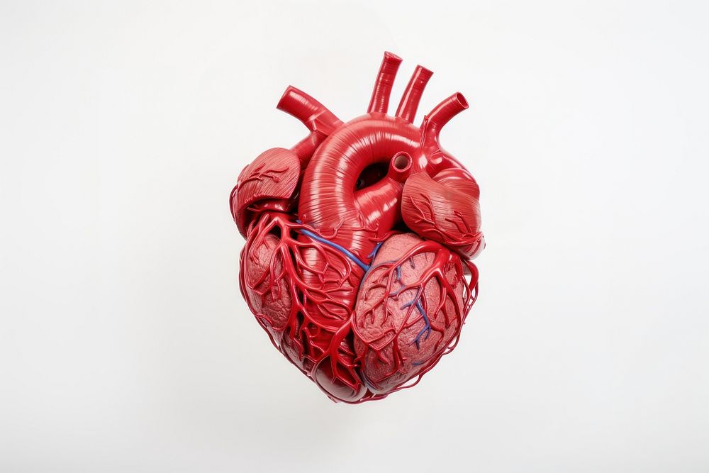 Heart Anatomy heart red white background. AI generated Image by rawpixel.