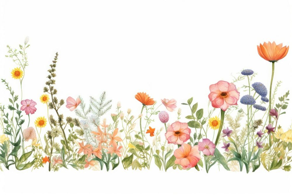 Flower drawing outdoors pattern. AI generated Image by rawpixel.