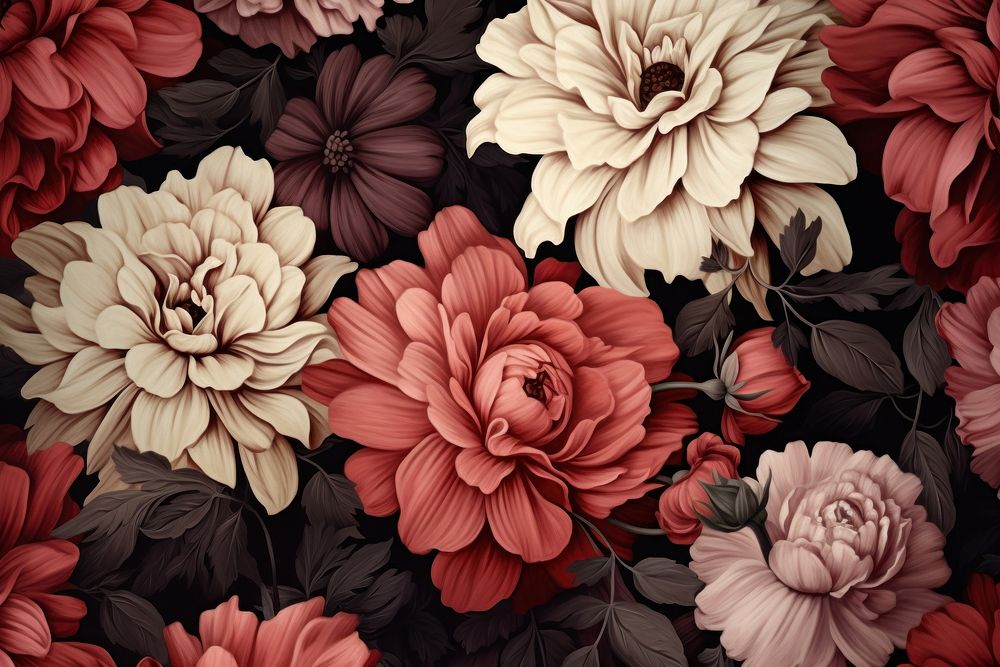 Flower Autumn pattern backgrounds dahlia. AI generated Image by rawpixel.