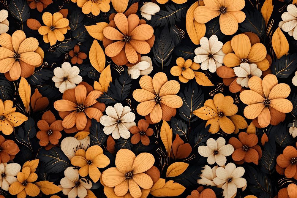 Flower Autumn pattern backgrounds autumn. AI generated Image by rawpixel.