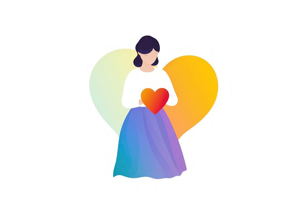 Woman holding rainbow heart creativity technology headphones. AI generated Image by rawpixel.