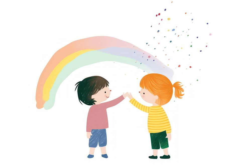Kids holding rainbow art togetherness celebration. AI generated Image by rawpixel.