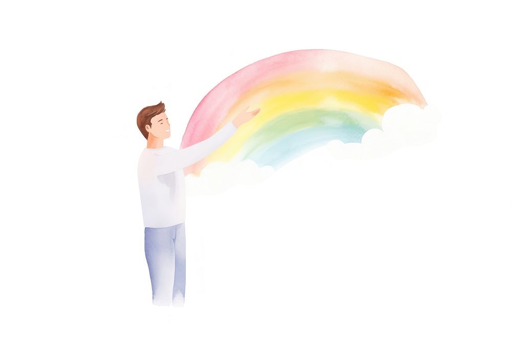 Man holding rainbow adult art photography. AI generated Image by rawpixel.