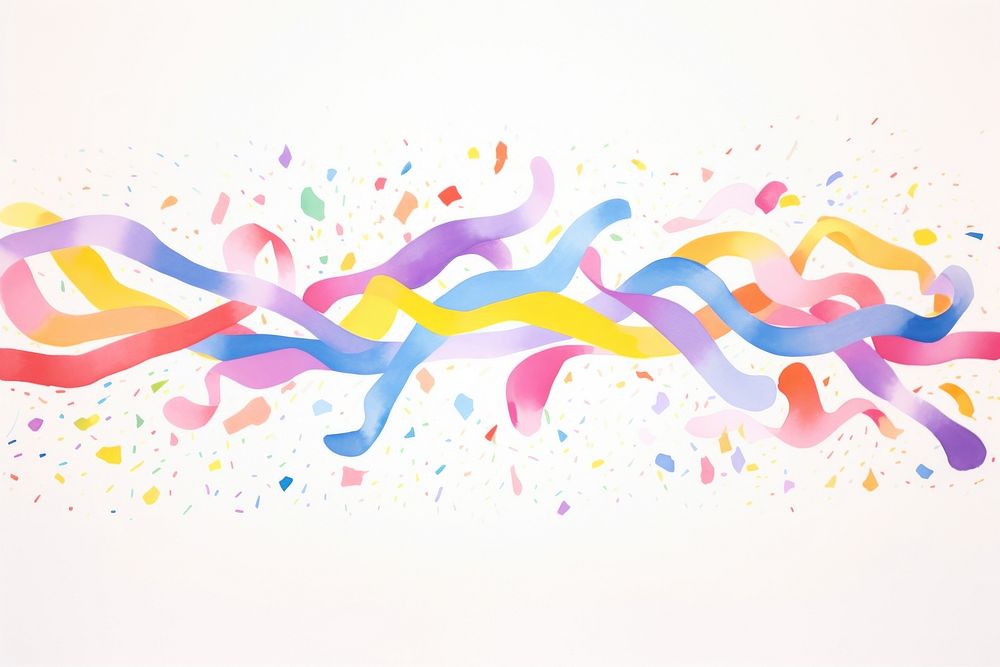 Rainbow ribbon art abstract confetti. AI generated Image by rawpixel.