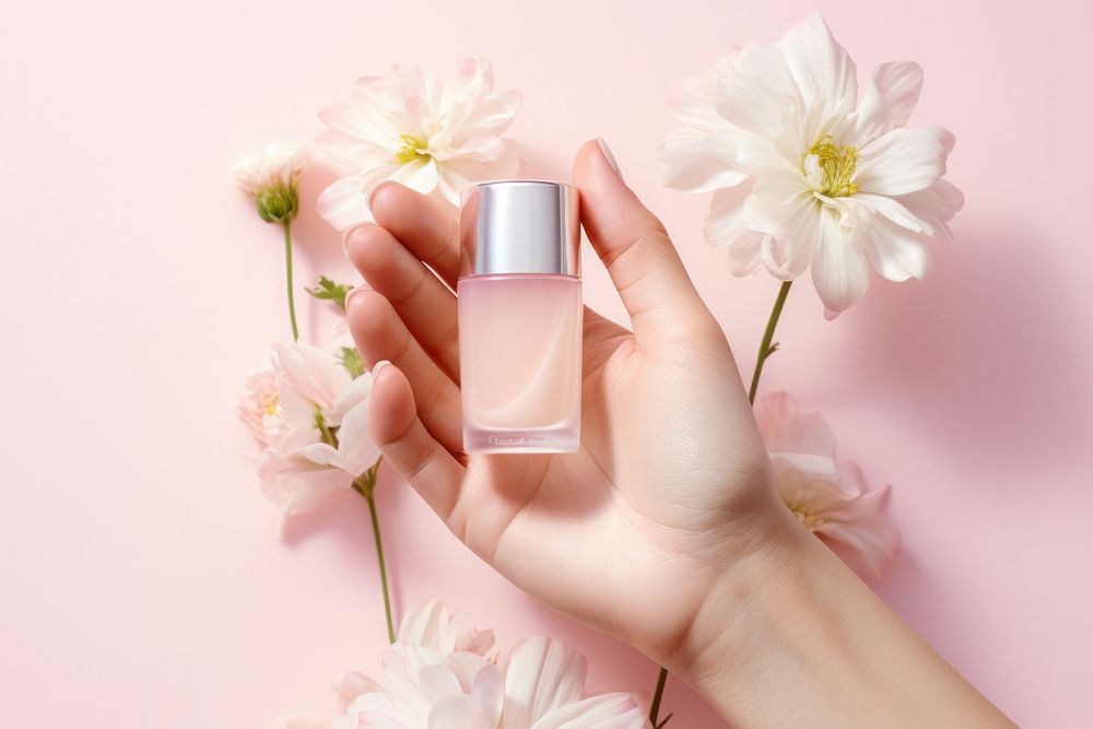Hand holding cosmetic cosmetics perfume freshness. AI generated Image by rawpixel.