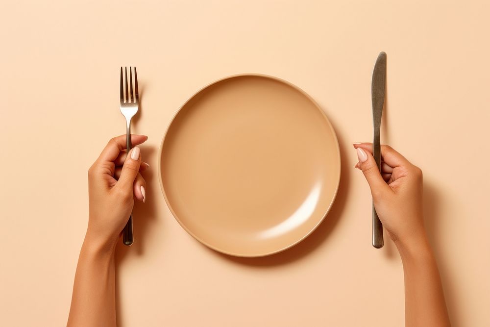 Plate fork holding spoon. AI generated Image by rawpixel.
