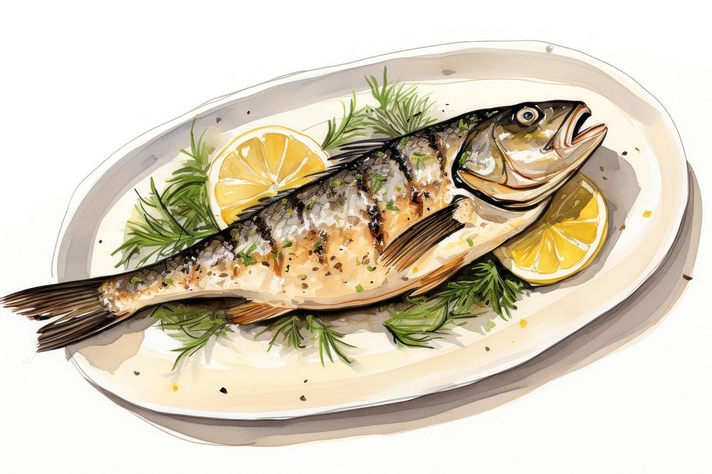Grilled fish food seafood sardine. AI generated Image by rawpixel.