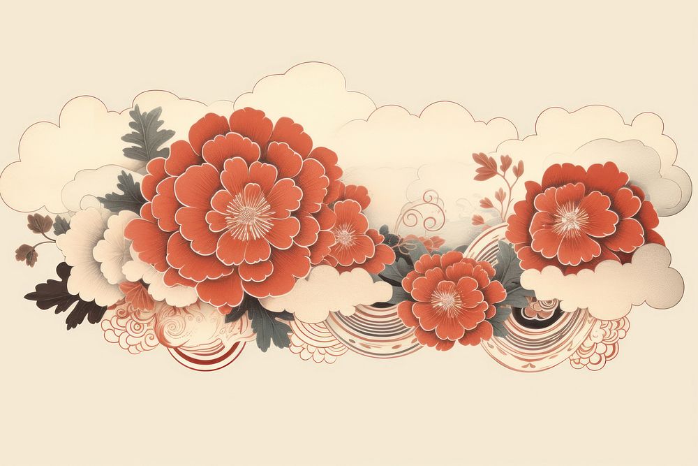 Japanese cloud pattern flower plant. AI generated Image by rawpixel.