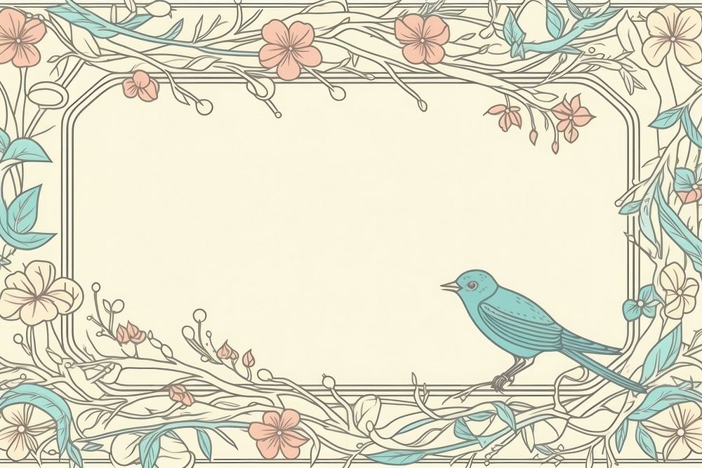 Bird frame art pattern drawing. AI generated Image by rawpixel.