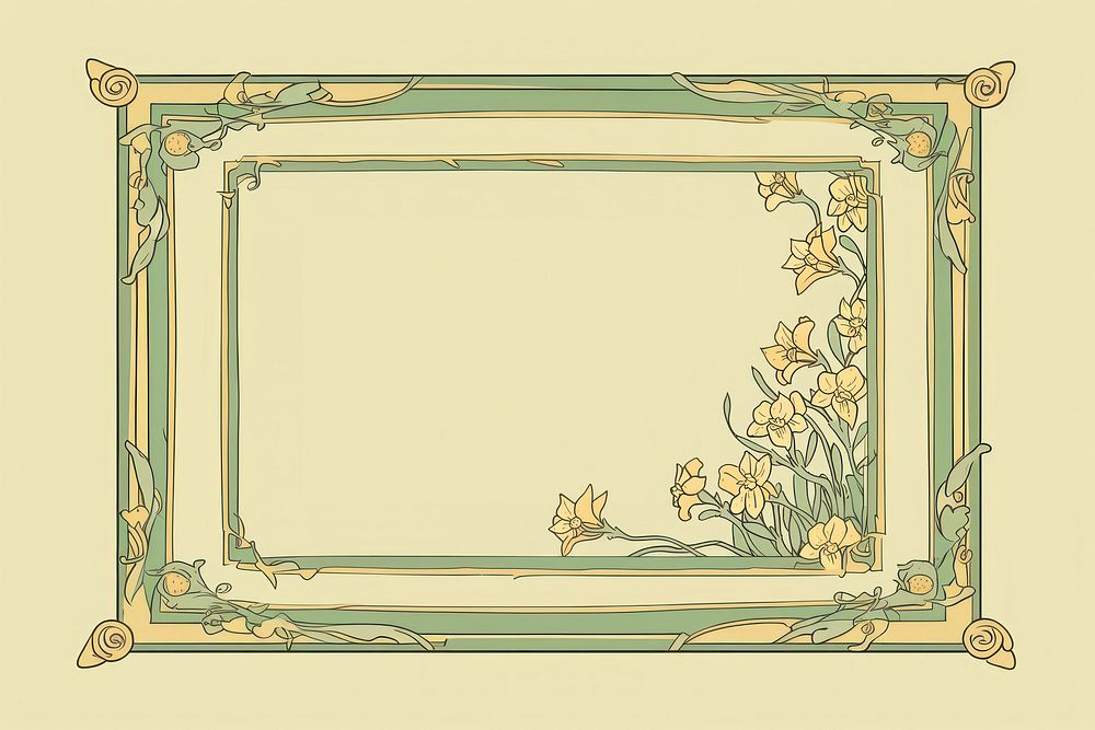 Decorative daffodil frame pattern art rectangle. AI generated Image by rawpixel.