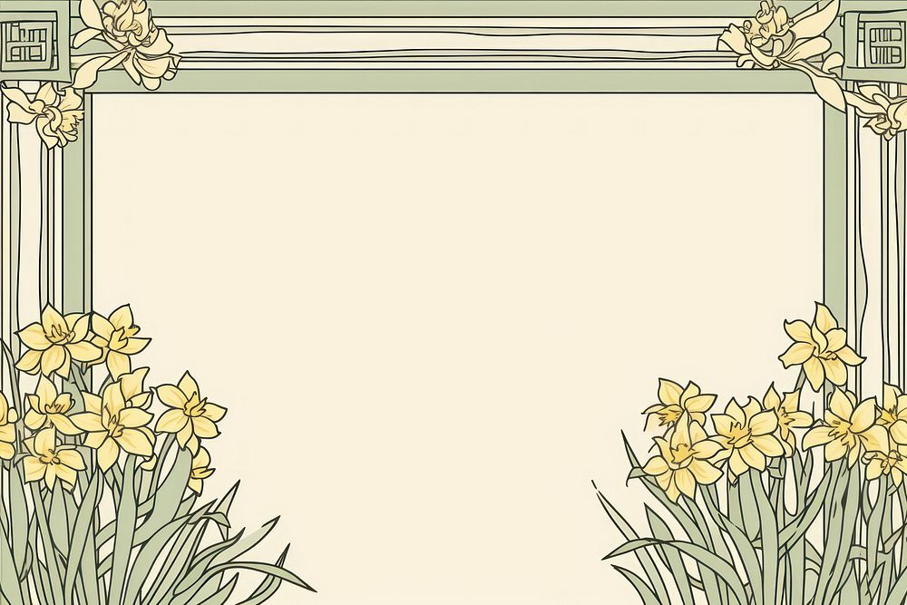 Decorative daffodil frame backgrounds pattern flower. AI generated Image by rawpixel.