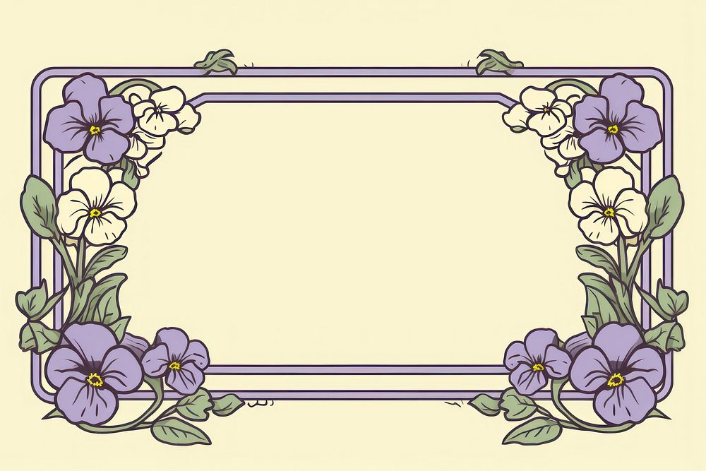 Pansy flower pattern plant frame. AI generated Image by rawpixel.
