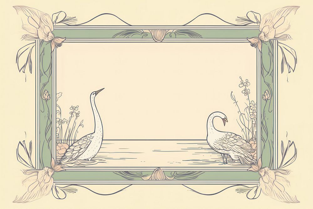 Swan border art animal frame. AI generated Image by rawpixel.