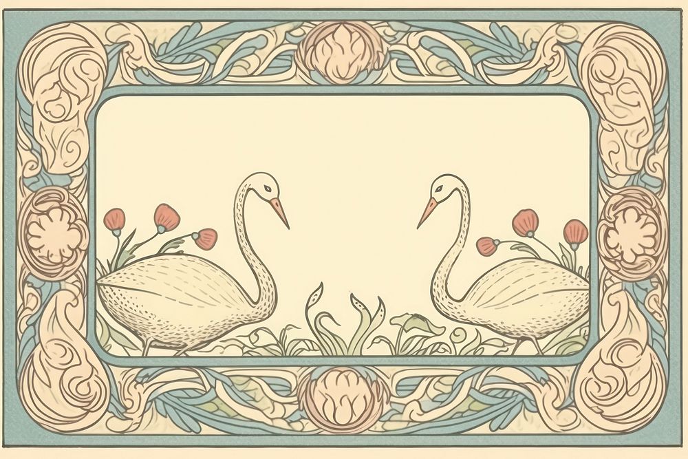 Swan border art pattern bird. AI generated Image by rawpixel.