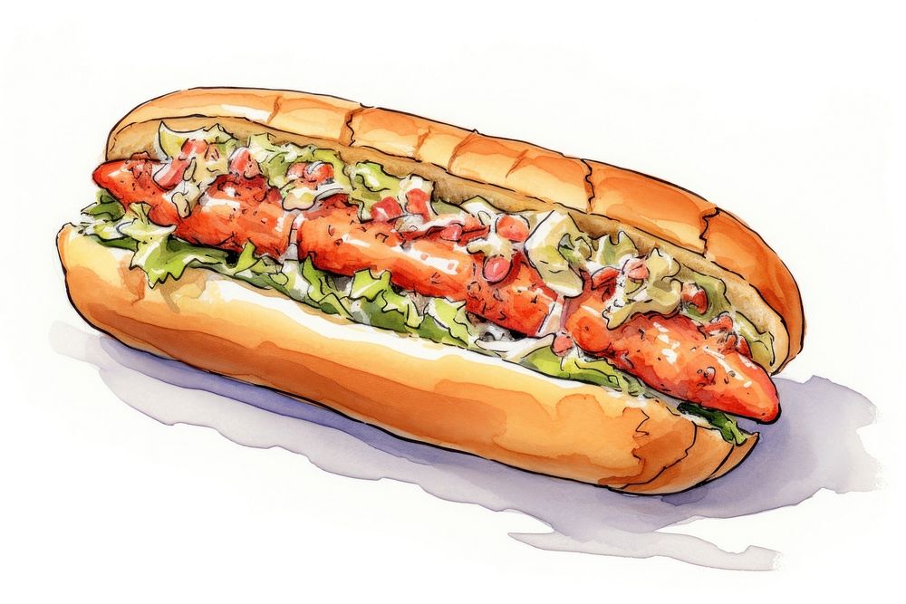 Lobster roll cartoon food condiment. AI generated Image by rawpixel.