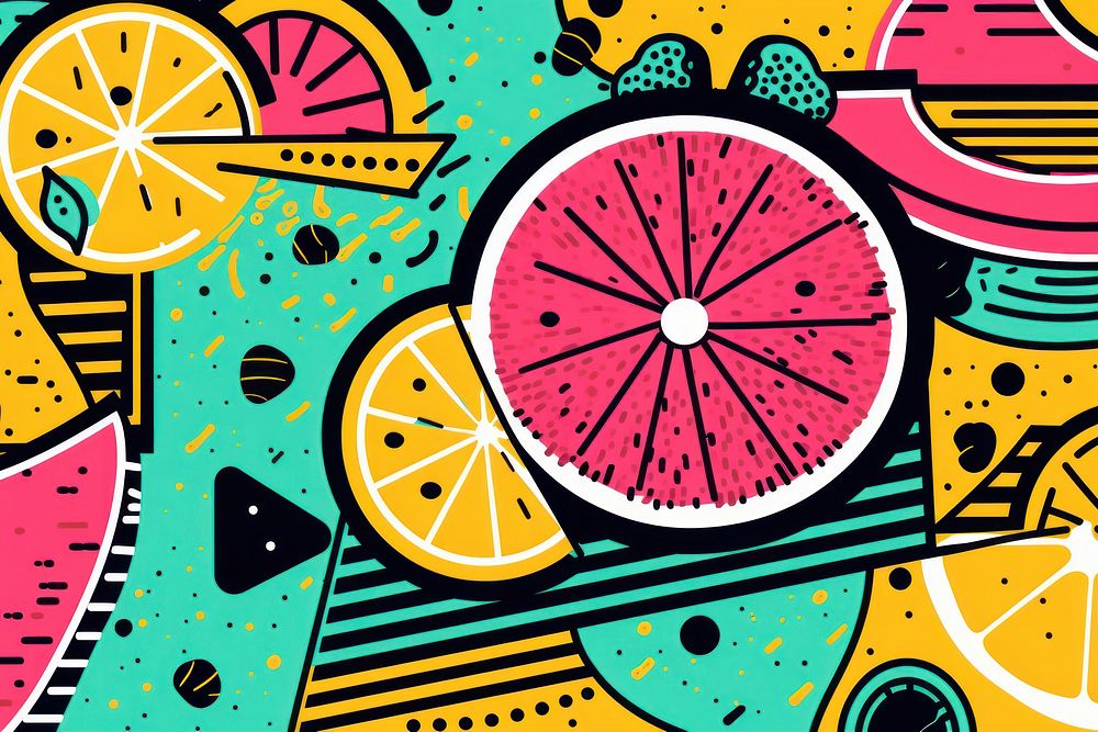 Memphis lemon background pattern backgrounds fruit. AI generated Image by rawpixel.