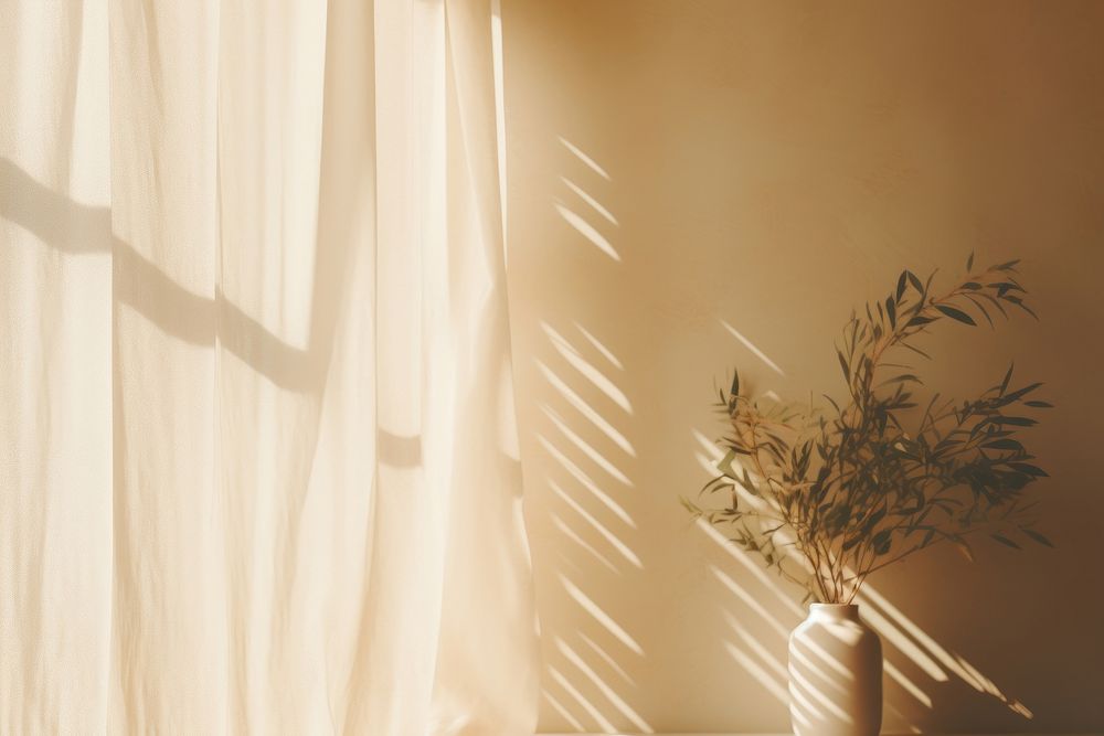 Aesthetic background curtain window plant. AI generated Image by rawpixel.