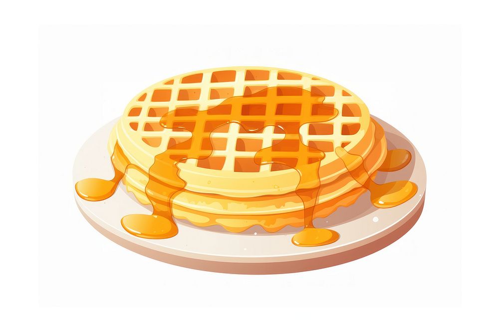Waffle food white background breakfast. AI generated Image by rawpixel.