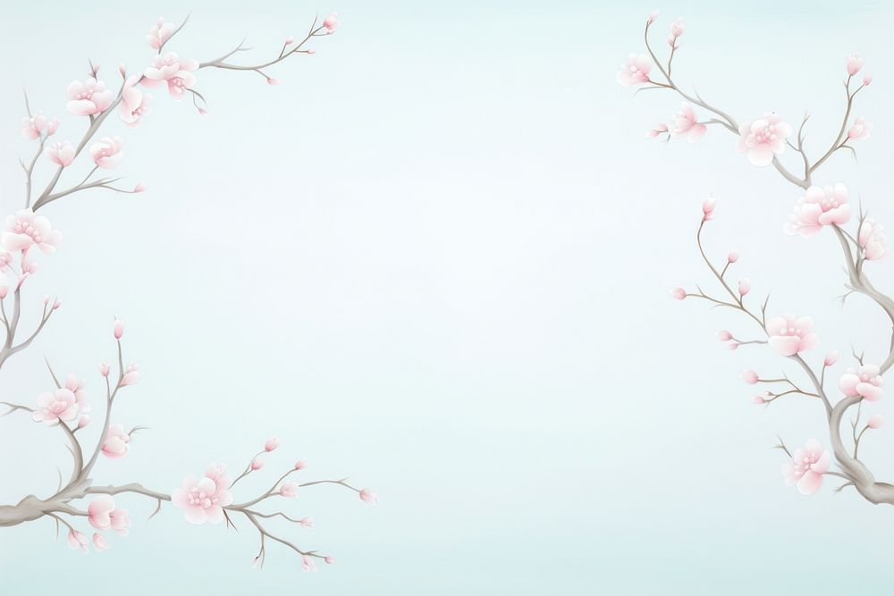 Painting of cherry blossom branches border backgrounds nature flower. AI generated Image by rawpixel.