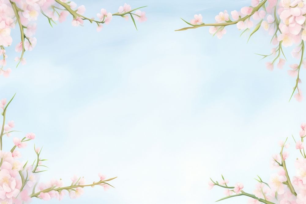 Painting of cherry blossom branches border backgrounds outdoors flower. AI generated Image by rawpixel.