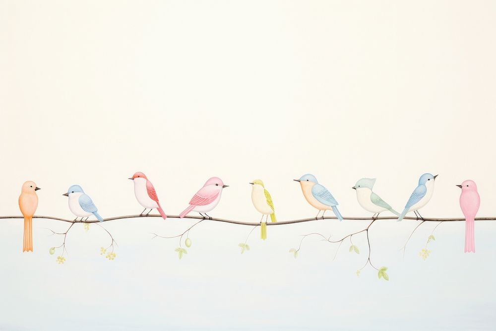 Painting of colorful birds border drawing animal sketch. AI generated Image by rawpixel.