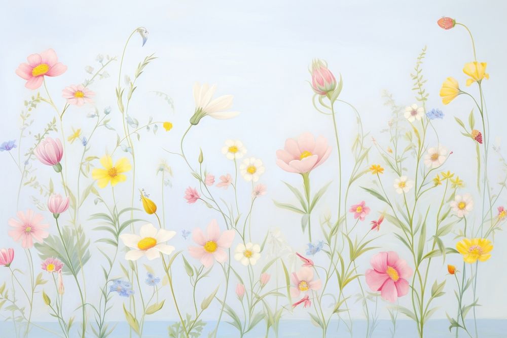 Painting of colorful flowers border backgrounds outdoors pattern. AI generated Image by rawpixel.