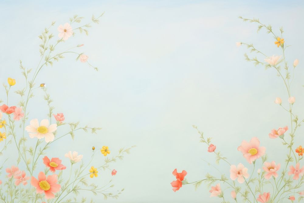 Painting of colorful flowers border backgrounds pattern nature. AI generated Image by rawpixel.