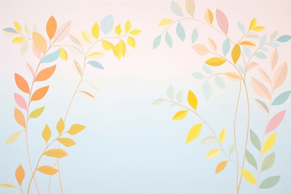 Painting of colorful leaves border backgrounds wallpaper pattern. AI generated Image by rawpixel.