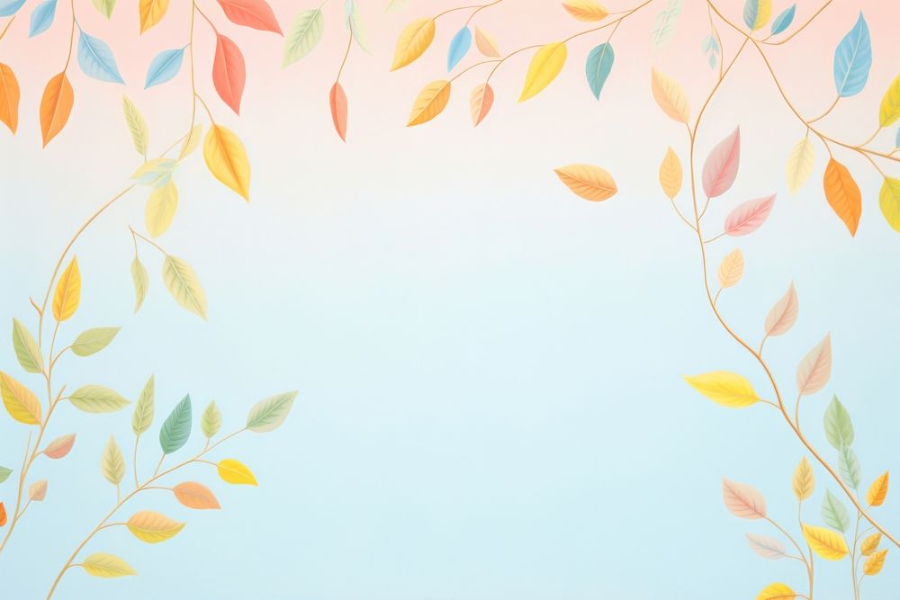 Painting of colorful leaves border backgrounds pattern tranquility. AI generated Image by rawpixel.