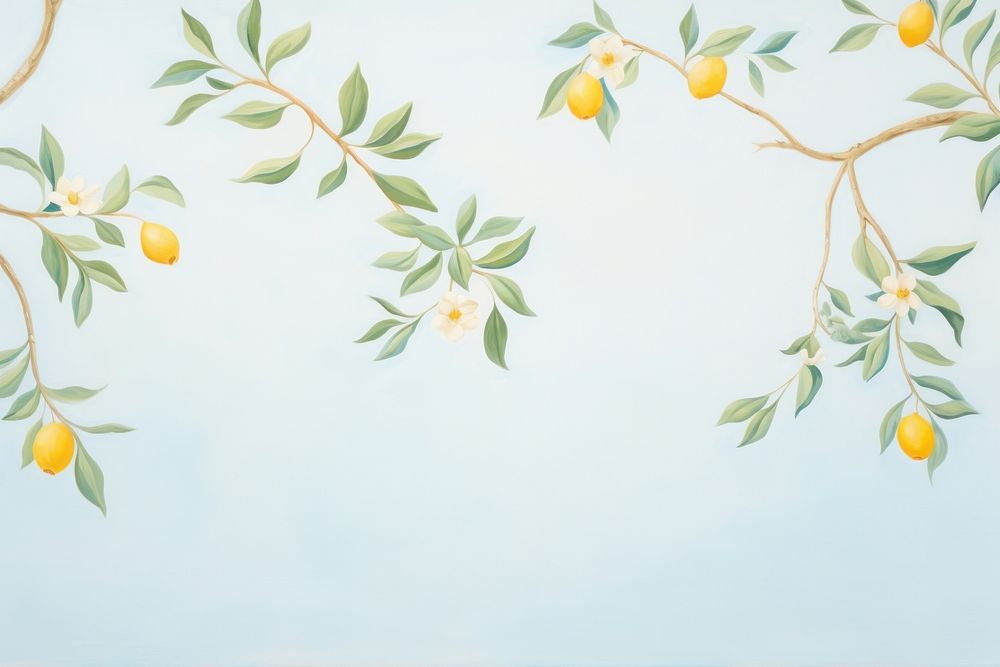 Painting of lemon branches border backgrounds wallpaper pattern. AI generated Image by rawpixel.