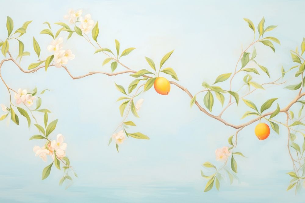 Painting of lemon branches border plant fruit art. AI generated Image by rawpixel.