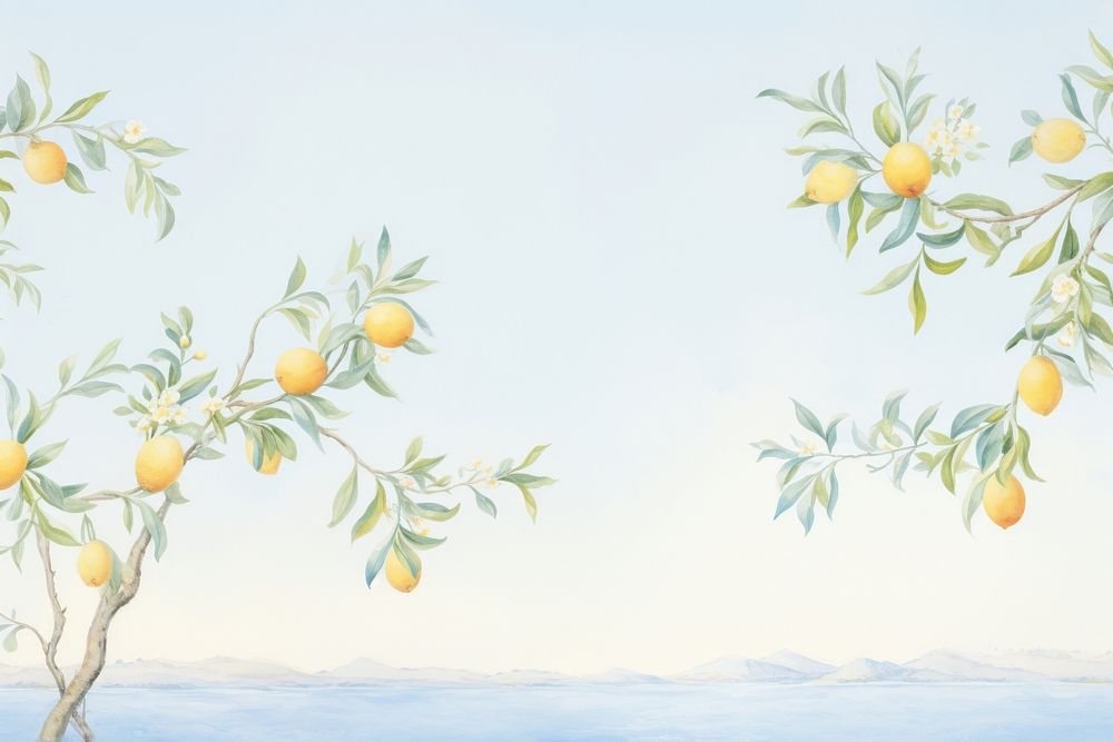 Painting of lemon branches border plant fruit grapefruit. AI generated Image by rawpixel.