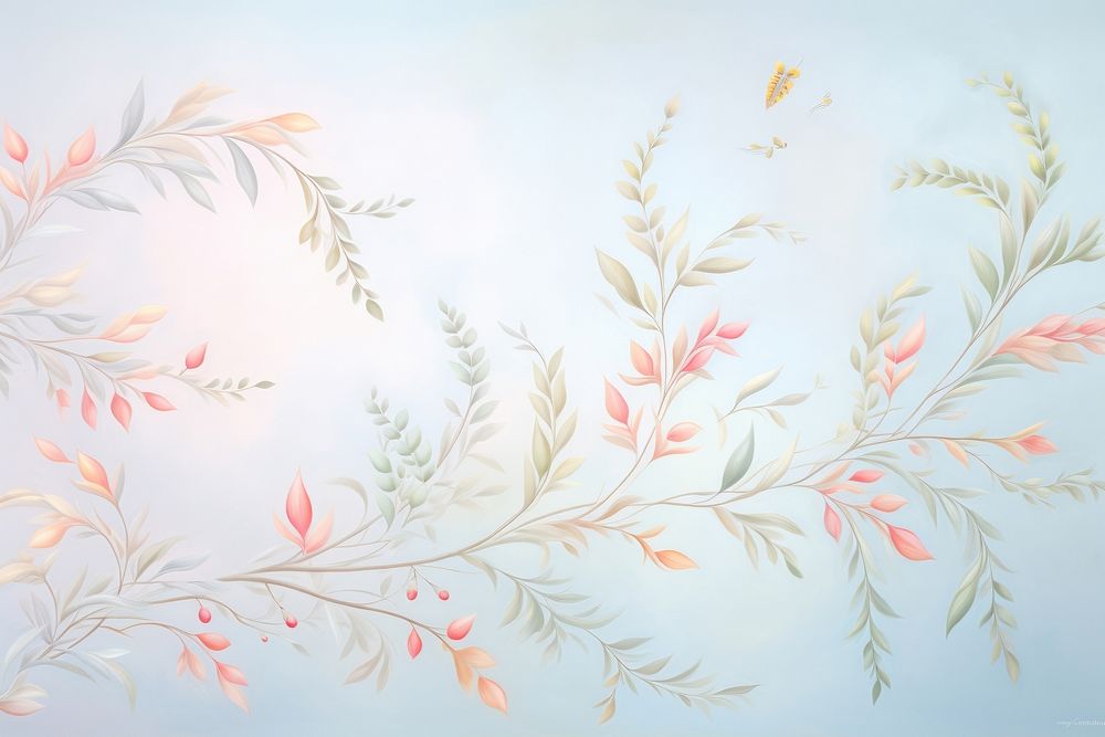Painting of leaves border backgrounds wallpaper pattern. AI generated Image by rawpixel.