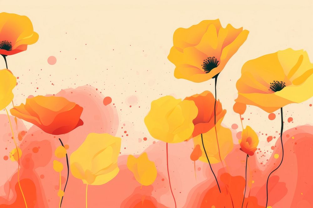 Abstract memphis poppy illustration backgrounds painting flower. AI generated Image by rawpixel.