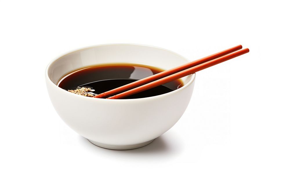 Bowl of black tasty soy sauce and chopsticks bowl coffee drink. AI generated Image by rawpixel.