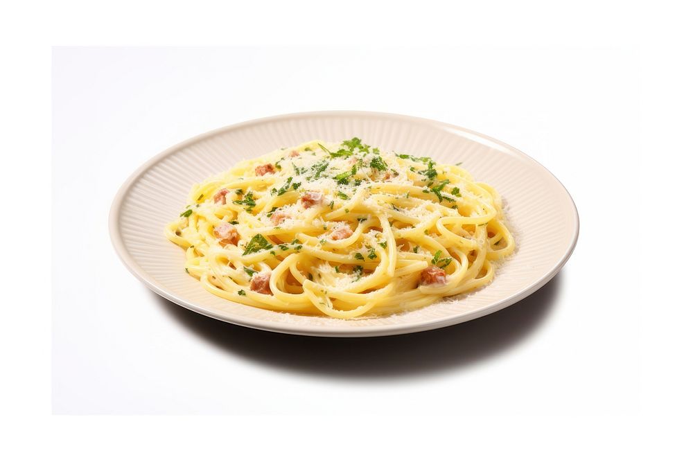 Plates of Pasta Carbonara pasta carbonara spaghetti. AI generated Image by rawpixel.