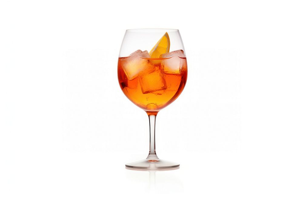 Glass of Aperol spritz cocktail drink white background refreshment. AI generated Image by rawpixel.