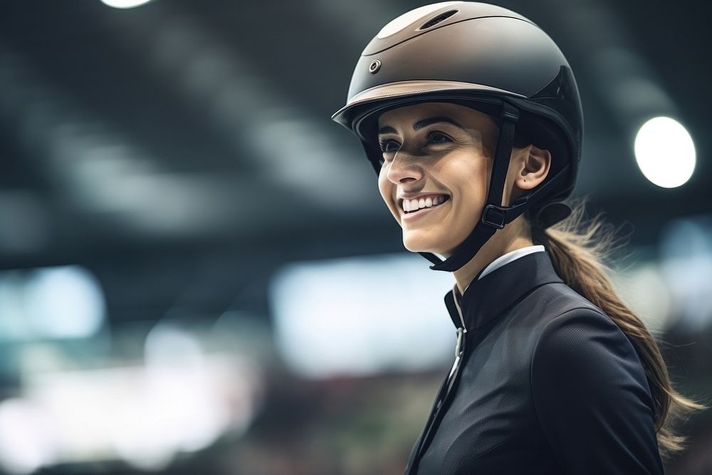 Equestrian helmet nature smile protection. AI generated Image by rawpixel.