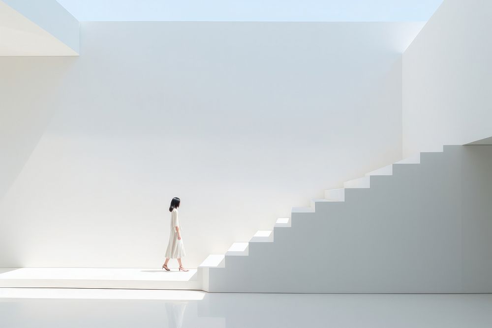Asian woman building architecture staircase. AI generated Image by rawpixel.