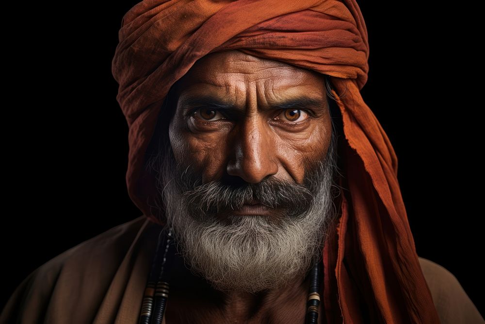 Indian man portrait turban adult. AI generated Image by rawpixel.