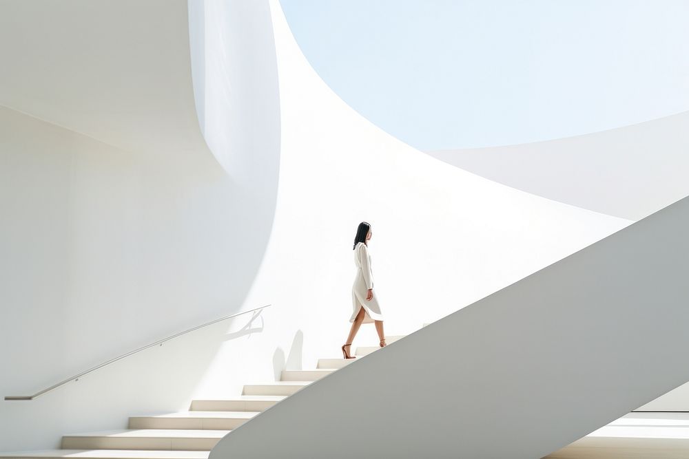 Asian woman building walking architecture. AI generated Image by rawpixel.