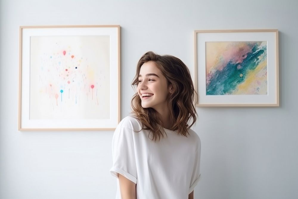 Teenager girl painting frame adult. AI generated Image by rawpixel.